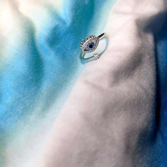 925 Adjustable evil eye RING - Picture 3 of 4